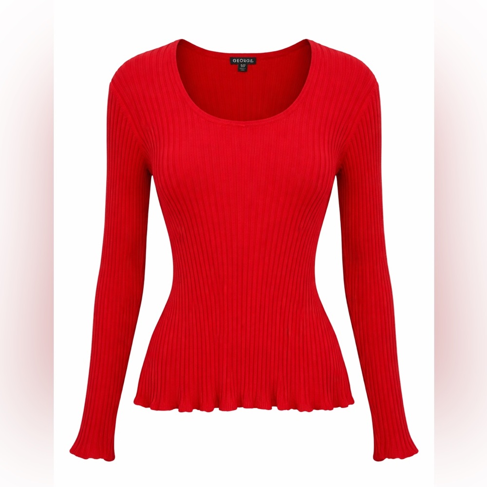 George Red‎ Ribbed Long Sleeve Knit Top | Size XL (16–18)